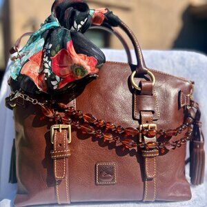 Dooney and Bourke Florentine Bristol Satchel with Scarf and Chain